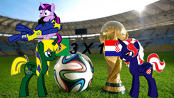 Size: 1500x844 | Tagged: safe, artist:leore5, twilight sparkle, oc, alicorn, pony, g4, alicorn oc, brazil, croatia, horn, wings, world cup 2014