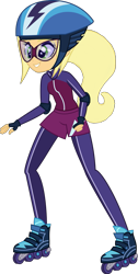 Size: 635x1259 | Tagged: safe, alternate version, artist:sunsetshimmer333, applejack, equestria girls, g4, my little pony equestria girls: friendship games, alternate universe, clothes swap, female, goggles, helmet, roller skates, safety goggles, solo