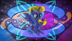Size: 3840x2160 | Tagged: safe, artist:cyanlightning, artist:laszlvfx, edit, princess luna, pony, g4, cheese, cheese hat, cheese moon, female, filly, hat, high res, solo, wallpaper, wallpaper edit, woona, younger