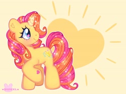 Size: 4000x3000 | Tagged: safe, artist:bunxl, brights brightly, pony, unicorn, g3, ethereal mane, female, heart, heart eyes, mare, smiling, solo, sparkles, sparkly mane, sparkly tail, starry mane, starry tail, tail, wingding eyes