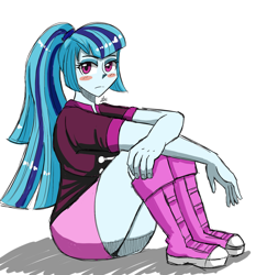 Size: 1400x1500 | Tagged: safe, artist:zachc, sonata dusk, equestria girls, g4, ass, butt, clothes, female, schrödinger's pantsu, simple background, sitting, solo, white background