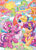 Size: 525x724 | Tagged: safe, artist:lyn fletcher, cheerilee (g3), scootaloo (g3), toola-roola, g3, g3.5, flower, heart, heart eyes, looking down, motorcycle, ponyville (g3), smiling sun, starry eyes, the greenest day, wingding eyes