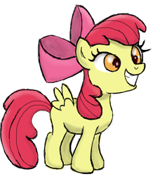 Size: 1552x1700 | Tagged: safe, artist:dawn-sparkle06, apple bloom, pegasus, pony, g4, female, filly, flapple bloom, newbie artist training grounds, pegasus apple bloom, race swap, simple background, solo, white background