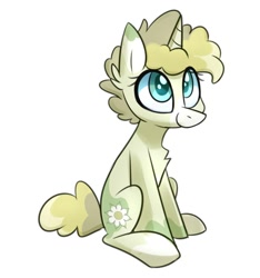 Size: 1404x1500 | Tagged: safe, artist:handgunboi, oc, oc only, oc:flannel tea, pony, unicorn, chest fluff, commission, ear fluff, female, mare, simple background, sitting, solo, white background