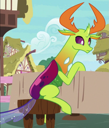 Size: 611x716 | Tagged: safe, screencap, thorax, changedling, changeling, g4, triple threat, cropped, king thorax, sitting, solo, table