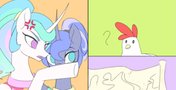 Size: 941x483 | Tagged: safe, artist:horizon, princess celestia, princess luna, alicorn, pony, between dark and dawn, g4, comic, cross-popping veins, female, map, meme, ponified meme, royal sisters, siblings, sisters, woman yelling at a cat