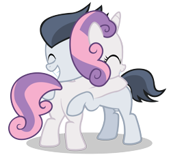 Size: 3007x2762 | Tagged: safe, artist:lunaticdawn, rumble, sweetie belle, pegasus, pony, unicorn, g4, colt, cute, eyes closed, female, filly, high res, hug, male, ship:rumbelle, shipping, simple background, straight, transparent background