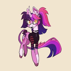 Size: 1932x1933 | Tagged: safe, artist:_psiionix_, twilight sparkle, pony, unicorn, g4, alternate cutie mark, curved horn, ear fluff, facial markings, glasses, horn, leonine tail, lipstick, redesign, solo