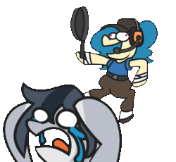 Size: 600x553 | Tagged: safe, artist:threetwotwo32232, oc, oc:novella, oc:prime appeal, earth pony, pony, animated, female, frying pan, gif, mare, scout (tf2), simple background, team fortress 2, transparent background