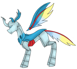 Size: 3660x3300 | Tagged: safe, artist:agdapl, changedling, changeling, changedlingified, crossover, curved horn, floating wings, high res, horn, male, medic, medic (tf2), simple background, solo, species swap, team fortress 2, transparent background, wings