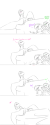 Size: 1600x3992 | Tagged: safe, artist:penrosa, oc, oc only, pegasus, pony, comic, dialogue, frown, grin, lineart, monochrome, pegasus oc, smiling, solo, wings