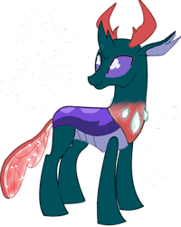 Size: 800x998 | Tagged: safe, artist:goldlines005, pharynx, changedling, changeling, g4, looking back, male, prince pharynx, simple background, smiling, solo, transparent background