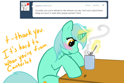 Size: 900x600 | Tagged: safe, artist:azure-doodle, lyra heartstrings, pony, g4, magic, sexually confused lyra, solo, spoon