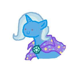 Size: 500x500 | Tagged: safe, artist:askpinkiepieandfriends, trixie, pony, unicorn, g4, cape, clothes, female, hatless, mare, missing accessory, simple background, smiling, solo, trixie's cape, white background