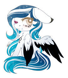 Size: 1500x1725 | Tagged: safe, artist:inspiredpixels, oc, oc only, oc:marie pixel, pegasus, pony, blushing, chibi, female, floppy ears, heterochromia, looking at you, looking back, looking back at you, mare, simple background, sitting, solo, transparent background