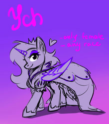 Size: 3500x4000 | Tagged: safe, earth pony, pegasus, pony, unicorn, cute, princess, solo, ych sketch