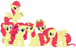 Size: 5400x3400 | Tagged: safe, artist:shadowhedgiefan91, apple bloom, applejack, fluttershy, pinkie pie, rainbow dash, rarity, twilight sparkle, earth pony, pegasus, pony, unicorn, g4, mane 6 recolors, mane six, palette swap, recolor, simple background, transparent background