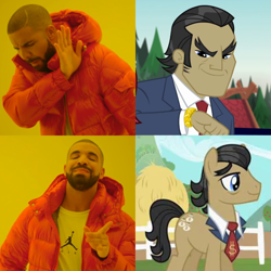 Size: 2048x2048 | Tagged: safe, edit, edited screencap, screencap, filthy rich, human, pony, equestria girls, family appreciation day, g4, my little pony equestria girls: legend of everfree, drake, high res, hotline bling, male, meme, stallion, truth