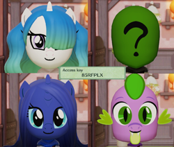 Size: 1274x1080 | Tagged: safe, artist:pastthesouthpole, princess celestia, princess luna, spike, oc, oc:anon, alicorn, dragon, human, g4, face, female, male, mii, miitopia, nintendo