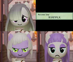 Size: 1274x1080 | Tagged: safe, artist:pastthesouthpole, limestone pie, marble pie, maud pie, earth pony, pony, g4, face, female, mii, miitopia, nintendo