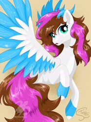 Size: 2048x2732 | Tagged: safe, artist:turtletroutstudios, oc, oc only, pegasus, pony, female, high res, horns, mare, solo, two toned wings, wings