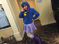 Size: 1024x768 | Tagged: safe, artist:cinemabrony, rarity, human, equestria girls, g4, clothes, cosplay, costume, hand on hip, irl, irl human, pacific ponycon, pacific ponycon 2016, photo, wondercolts uniform