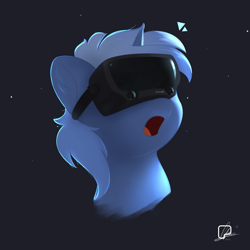 Size: 4000x4000 | Tagged: safe, artist:potato22, oc, oc only, oc:double colon, pony, unicorn, open mouth, solo, virtual reality, vr headset