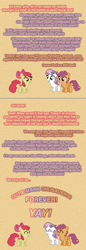 Size: 504x1464 | Tagged: safe, artist:verve, apple bloom, scootaloo, sweetie belle, earth pony, pegasus, pony, unicorn, ask genie twilight, g4, comic, cutie mark crusaders, female, filly, pixel art