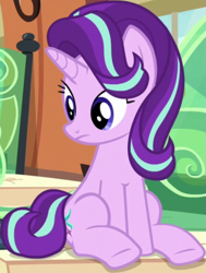 Size: 523x690 | Tagged: safe, screencap, starlight glimmer, pony, unicorn, g4, season 6, the times they are a changeling, cropped, female, mare, sitting, solo, train