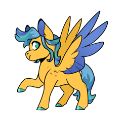 Size: 904x923 | Tagged: safe, artist:goldlines005, oc, oc only, pegasus, pony, base used, colored hooves, offspring, parent:flash sentry, parent:starlight glimmer, pegasus oc, raised hoof, simple background, solo, transparent background, two toned wings, wings