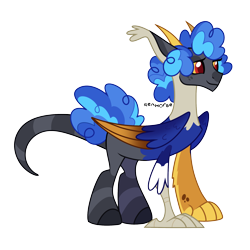 Size: 2000x2000 | Tagged: safe, artist:renhorse, oc, oc only, draconequus, high res, offspring, parent:discord, parent:sapphire shores, simple background, solo, transparent background