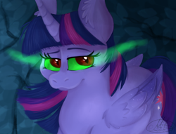 Size: 1100x840 | Tagged: safe, artist:milledpurple, twilight sparkle, alicorn, pony, g4, corrupted twilight sparkle, eyelashes, female, horn, mare, solo, sombra eyes, twilight sparkle (alicorn), wings