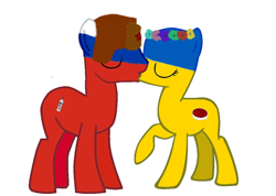Size: 1024x731 | Tagged: safe, artist:hungarian0mapper, oc, pony, kissing, nation ponies, ponified, russia, ukraine