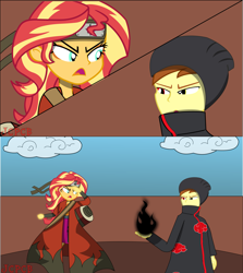 Size: 3841x4315 | Tagged: safe, artist:jcpreactyt, sunset shimmer, equestria girls, g4, akatsuki, cloak, clothes, cloud, dark, fire, glowing, glowing eyes, glowing hands, hair, hat, headband, naruto, naruto: shippūden, pain (naruto), scroll, sky, straps, sunset shimmer day