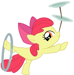 Size: 4845x4932 | Tagged: safe, artist:kooner-cz, apple bloom, earth pony, pony, g4, the cutie pox, apple bloom's bow, balancing, bipedal, bow, female, filly, hair bow, loop-de-hoop, plate, simple background, smiling, solo, standing, standing on one leg, transparent background, vector