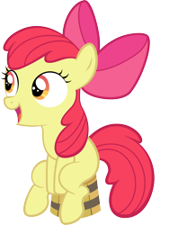 Size: 2666x3204 | Tagged: safe, artist:sunran80, apple bloom, earth pony, pony, g4, apple bloom's bow, bow, bucket, female, filly, hair bow, high res, open mouth, simple background, sitting, solo, transparent background, vector
