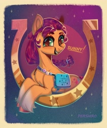 Size: 2908x3456 | Tagged: safe, artist:harellysad, sunny starscout, earth pony, pony, g5, bag, cute, female, high res, horseshoes, mare, markings, solo, sunnybetes, unshorn fetlocks