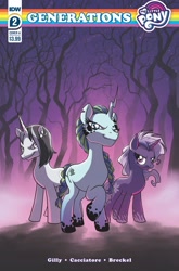 Size: 1349x2048 | Tagged: safe, artist:michela cacciatore, idw, black belle, shadow storm, violet shiver, pony, unicorn, g4, my little pony: generations, spoiler:comic, spoiler:comicgenerations02, cover, female, mare