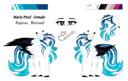 Size: 4902x3133 | Tagged: safe, artist:inspiredpixels, oc, oc only, oc:marie pixel, pegasus, pony, chest fluff, colored hooves, female, heterochromia, leg fluff, mare, reference sheet, smiling, spread wings, two toned wings, wings
