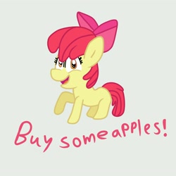 Size: 4000x4000 | Tagged: safe, artist:jadeharmony, apple bloom, earth pony, pony, g4, buy some apples, female, filly, solo, text