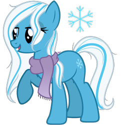 Size: 1330x1372 | Tagged: safe, artist:cherrycandi, snowflake (g3), earth pony, pony, g3, g4, base used, clothes, cutie mark, female, g3 to g4, generation leap, raised hoof, scarf, simple background, solo, transparent background