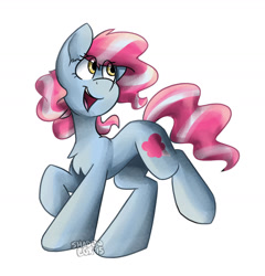 Size: 1223x1274 | Tagged: safe, artist:luximus17, oc, oc only, oc:cotton candy, earth pony, pony, kilalaverse, chest fluff, female, mare, offspring, parent:pinkie pie, parent:pokey pierce, parents:pokeypie, simple background, solo, white background