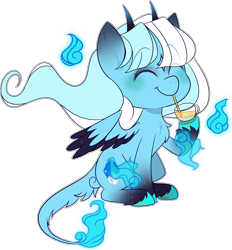 Size: 2547x2746 | Tagged: safe, artist:jetjetj, oc, oc only, oc:willow wisp, pegasus, pony, female, high res, horns, mare, simple background, solo, transparent background, two toned wings, wings