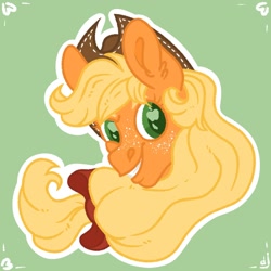 Size: 1280x1280 | Tagged: safe, artist:skior, applejack, earth pony, pony, g4, bust, hat, portrait, solo