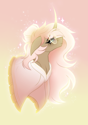 Size: 1362x1928 | Tagged: safe, artist:inspiredpixels, oc, oc only, oc:blossom, pony, unicorn, bust, curved horn, female, glasses, horn, mare, portrait, solo