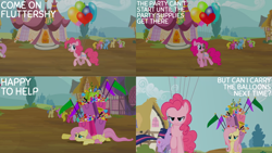 Size: 1280x720 | Tagged: safe, edit, edited screencap, editor:quoterific, screencap, cherry berry, daisy, flower wishes, fluttershy, goldengrape, linky, pinkie pie, shoeshine, sir colton vines iii, twilight sparkle, earth pony, pegasus, pony, unicorn, g4, it's about time, season 2, balloon, female, mare, open mouth, unicorn twilight