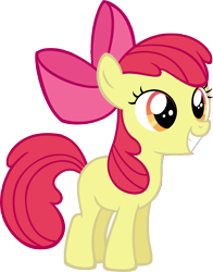 Size: 6000x7662 | Tagged: safe, artist:moongazeponies, apple bloom, earth pony, pony, g4, apple bloom's bow, bow, excited, female, filly, hair bow, simple background, solo, transparent background, vector