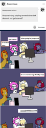 Size: 1112x3080 | Tagged: safe, artist:ask-luciavampire, oc, pegasus, pony, unicorn, ask ponys gamer club, ask, game, tumblr