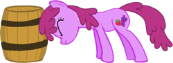 Size: 875x318 | Tagged: safe, artist:azgchip, berry punch, berryshine, earth pony, pony, g4, alcohol, barrel, cider, cutie mark, digital art, eyes closed, female, leaning forward, mare, pushing, scrunchy face, simple background, solo, transparent background, wine