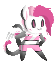 Size: 987x1076 | Tagged: safe, artist:amberluvsbugs, oc, oc only, oc:cherry feather, hippogriff, anthro, animated, chibi, clothes, dancing, female, gif, helltaker, loop, short shirt, shorts, simple background, solo, transparent background, vitality dance